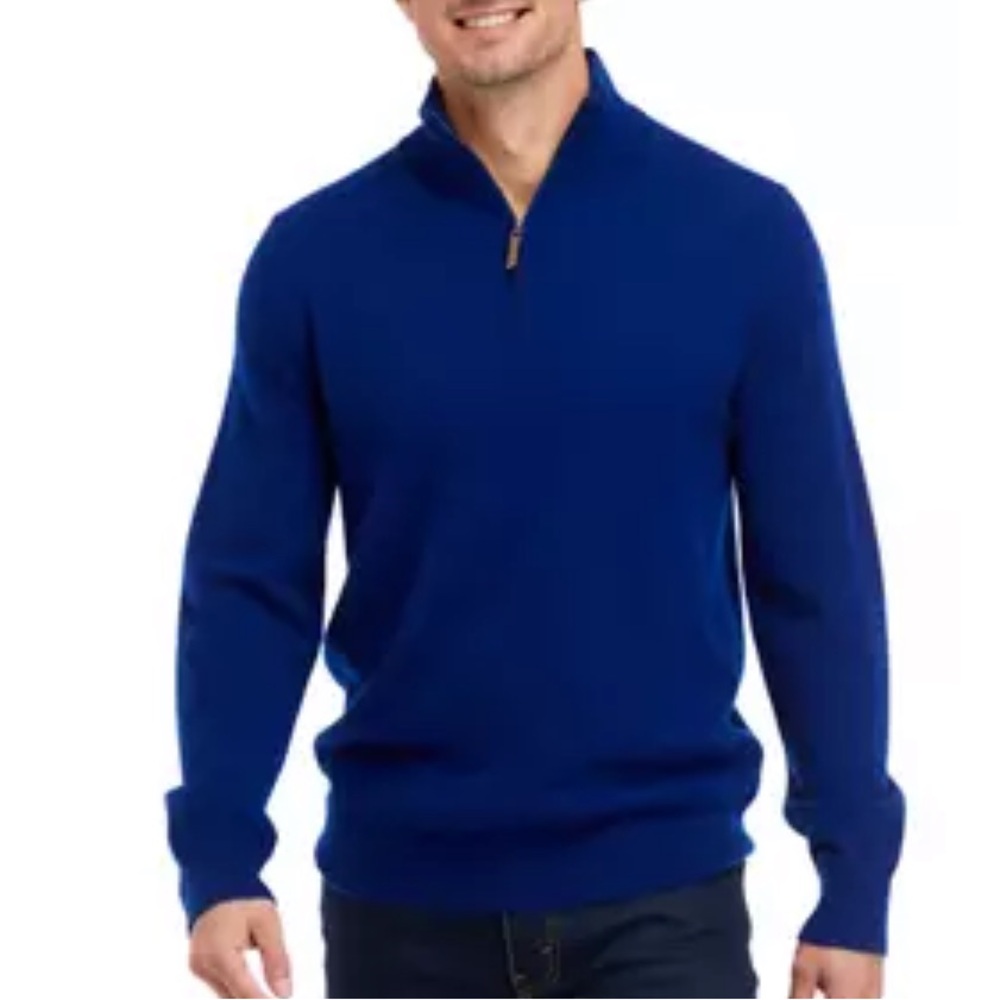 Biltmore Cashmere Blue 1/4 Zip Sweater Size M